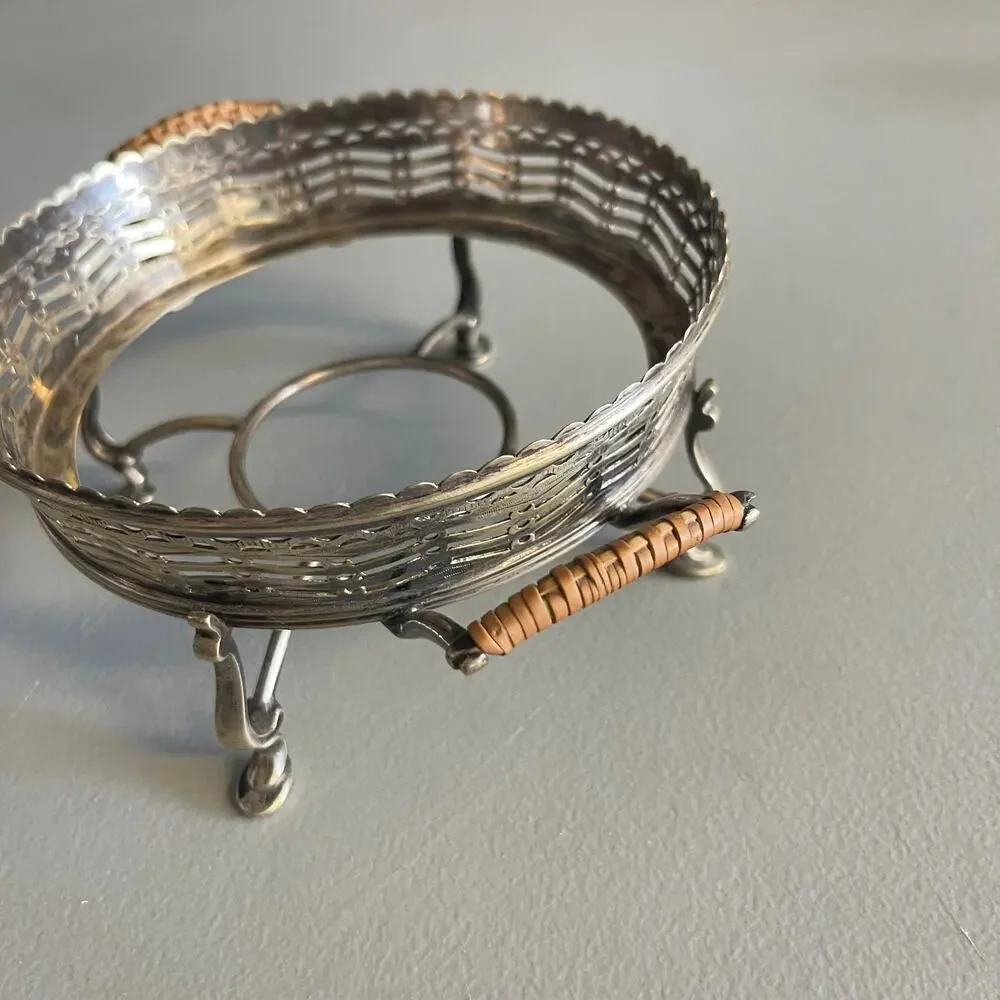 FILIGREE VINTAGE Silver Tone Basket  NO GLASS